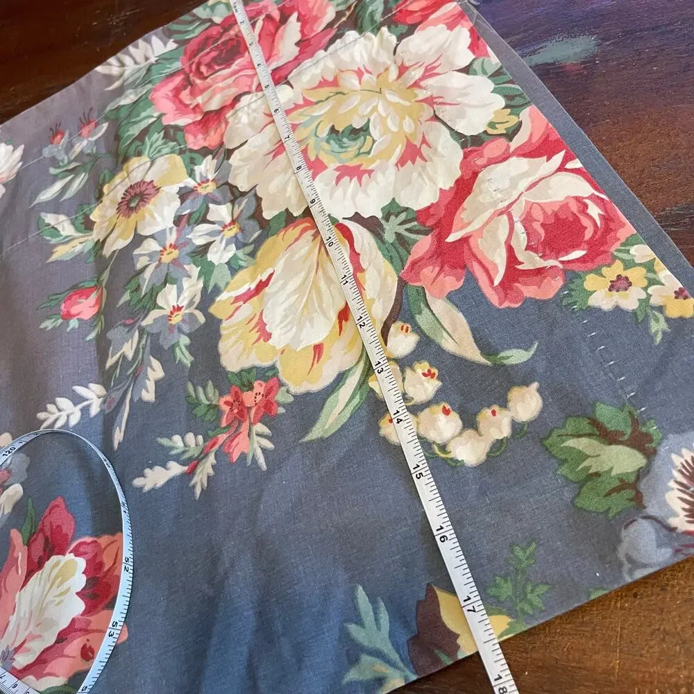 RALPH LAUREN Vintage Floral Queen Flat Sheet & Matching Window Valance